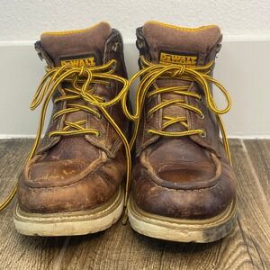 DEWALT Mens Work Boots Leather Lace‎ Up Brown Steel Toe Safety Shoes Size 7M